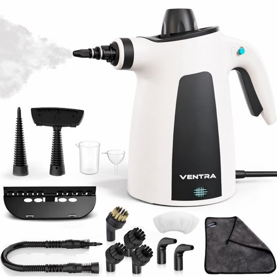 VENTRA® 15 Delige Stoomreiniger - Steam Cleaner - Handstoomreiniger - 3.5 Bar - Extra Krachtig - 5 Meter Stroomkabel - Inclusief Microvezeldoek