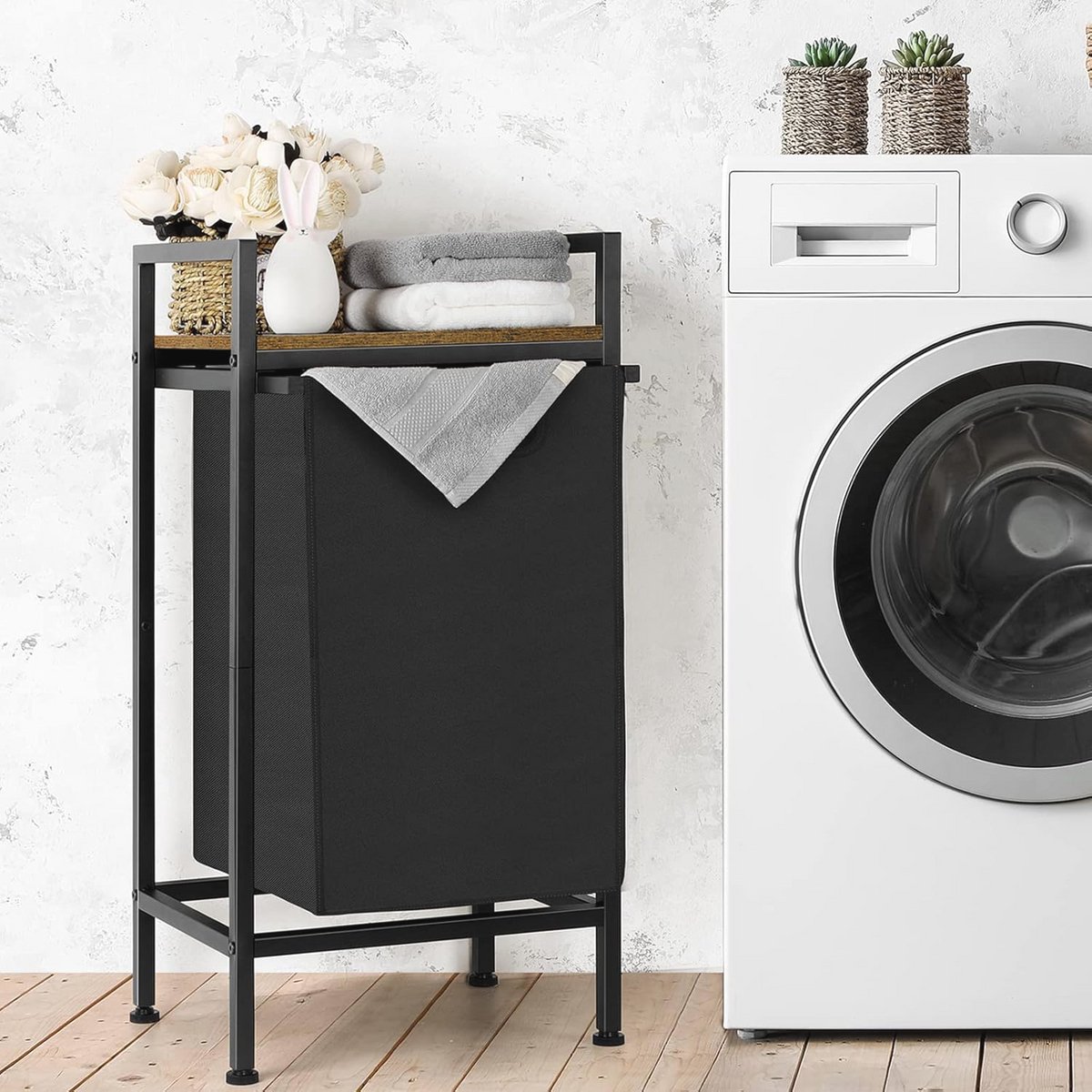 Wasmand met afneembare tas en bovenste plank - Ideaal voor kleine ruimtes