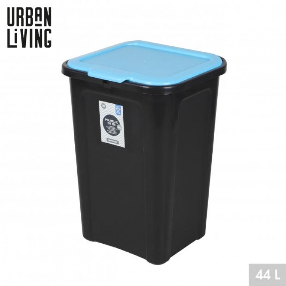 STAPELBARE AFVALBAK VOOR SORTERING MET DEKSEL BLAUW 44L