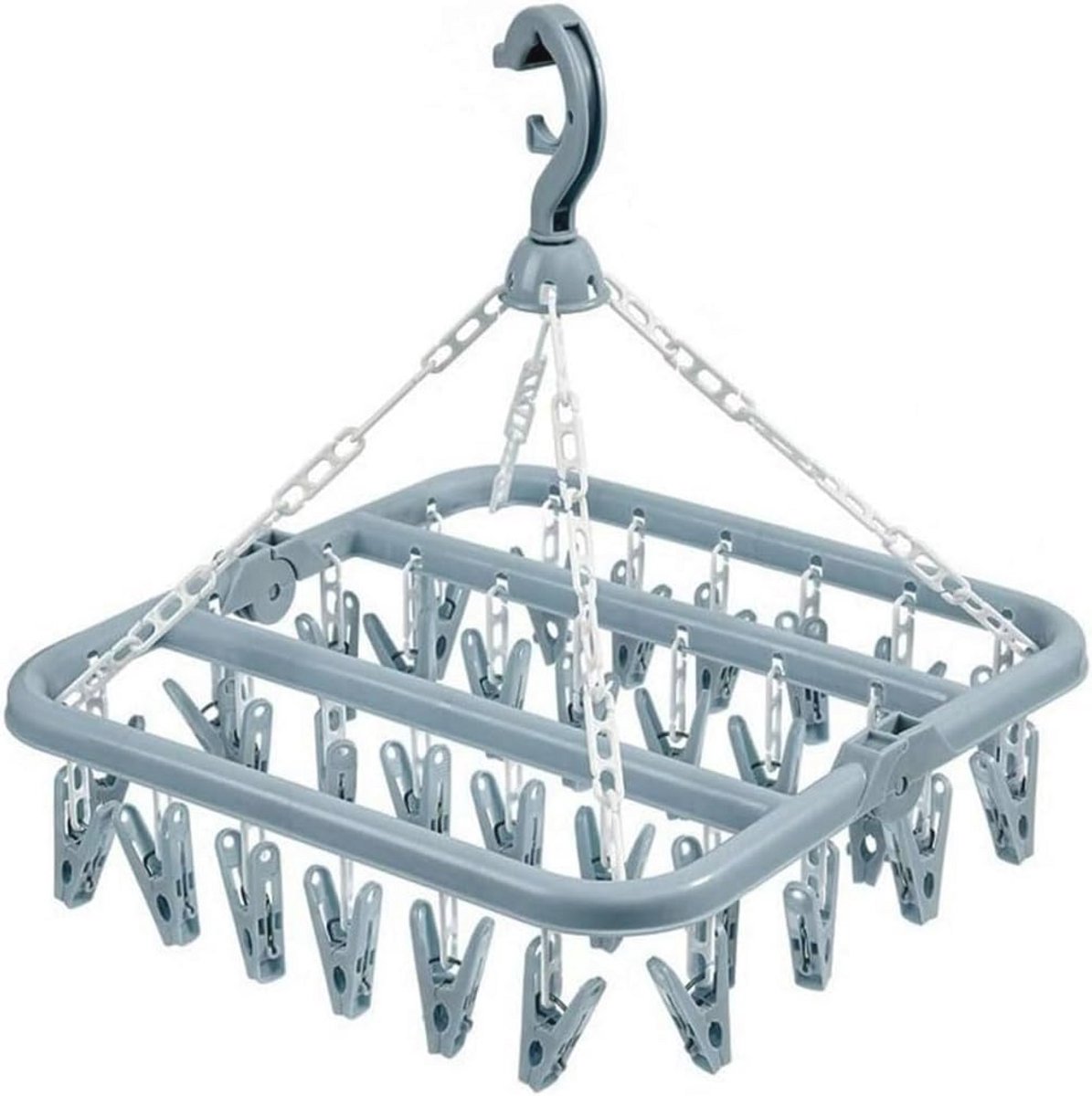 Drooghanger met 32 clips en opvouwbaar design voor sokken en kleding
