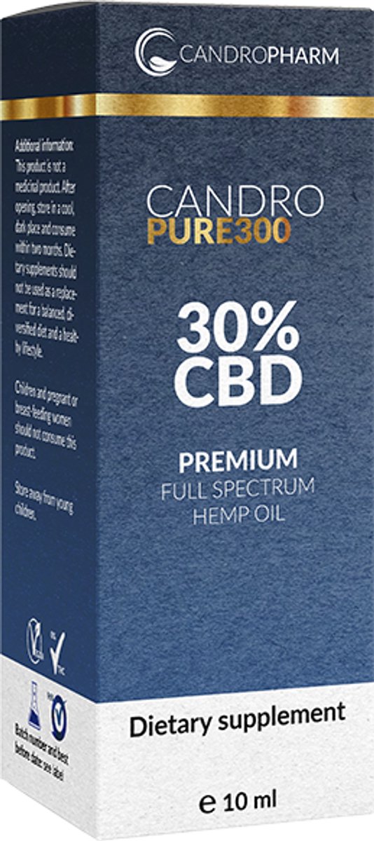 CandroPure300 30% Full SpectrumCBD Olie - 10ml Hennep Olie Full Spectrum - Natuurlijk Extract uit NL - Voor dagelijks gebruik