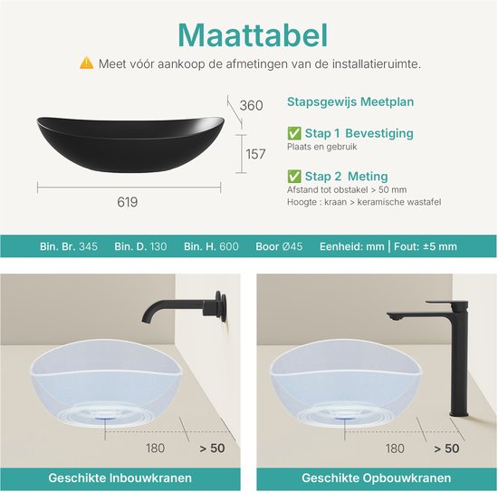 By Goof Waskom Mees Design Opbouw Wastafel Ovaal 60x42 Cm Mat Zwart 7 7771