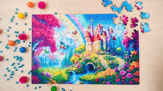 Milliwood - GA226 Houten Puzzel M Kasteel | 3D Puzzels bouwpakket | Hobby Speelgoed voor kinderen & volwassenen | Wanddecoratie Woonkamer | 150 stukjes 34x22.5cm | In luxe geschenkdoos