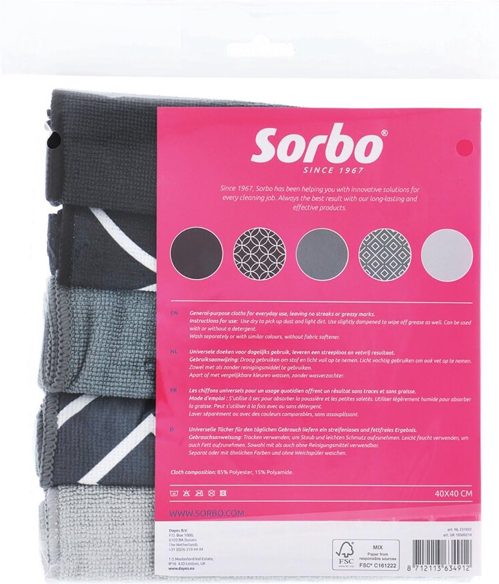 Set van 5 herbruikbare microvezeldoeken 40 x 40 cm voor streepvrije reiniging