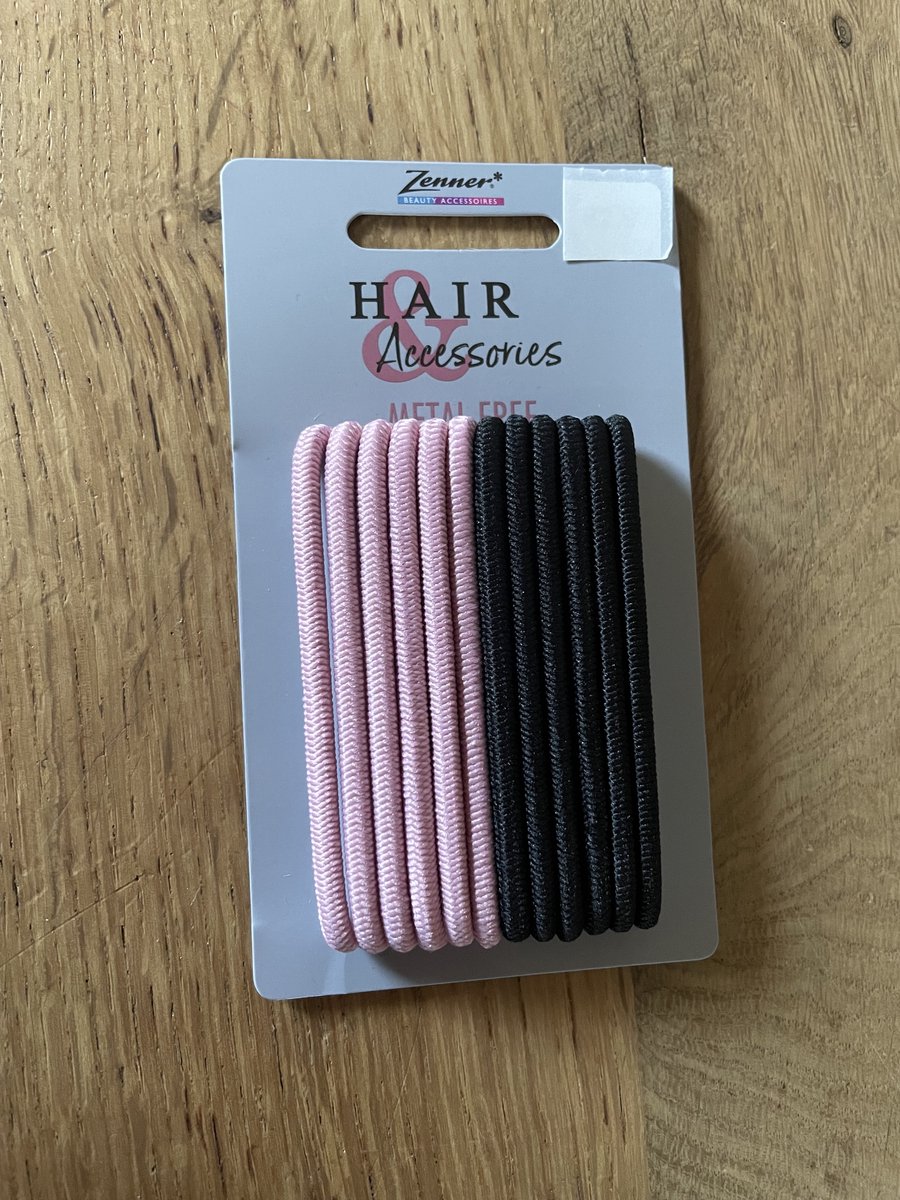Zenner Hair Accesories 12 stuks elastieken roze en zwart - metaal vrij