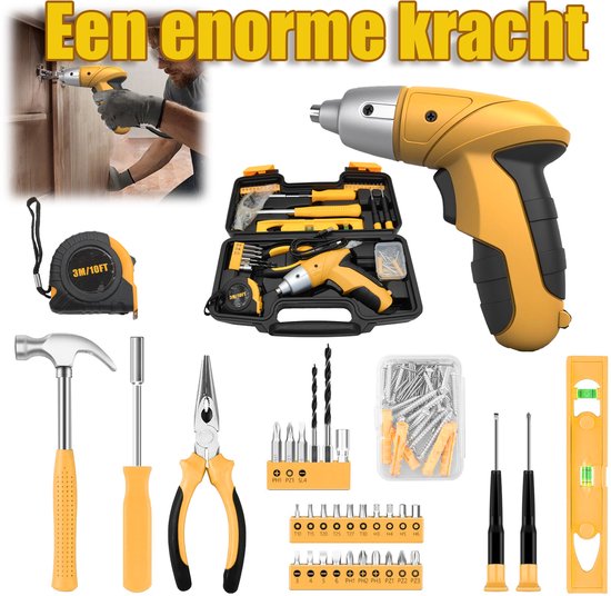 3.6V Draadloze Mini Boormachine + 112-delige Schroef- en Onderhoudset voor Hout, Metaal, Plastic, Keramiek