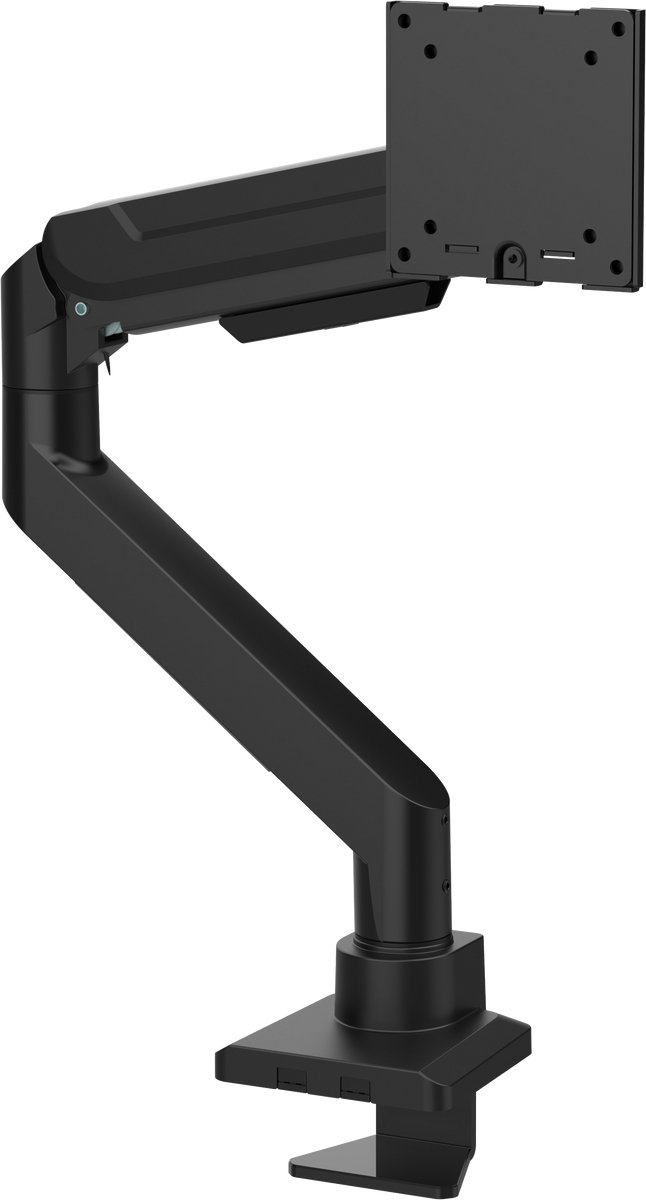 DESQ® Monitor Arm met Gasveer - Heavy Duty - 17-49 Inch - Arm lengte 55 cm - Bureauklem + Bladdoorvoer - Zwart