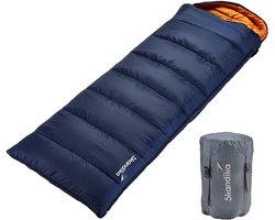 Skandika Iceland-L Slaapzak – Dekenmodel slaapzakken – Slaapzakken volwassen 1 persoon - Unisex - Polyester – Koppelbare slaapzak - Comforttemperatuur tot -20°C - 220 x 80 cm (LxB) - Outdoor kampeerslaapzak – blauw/oranje