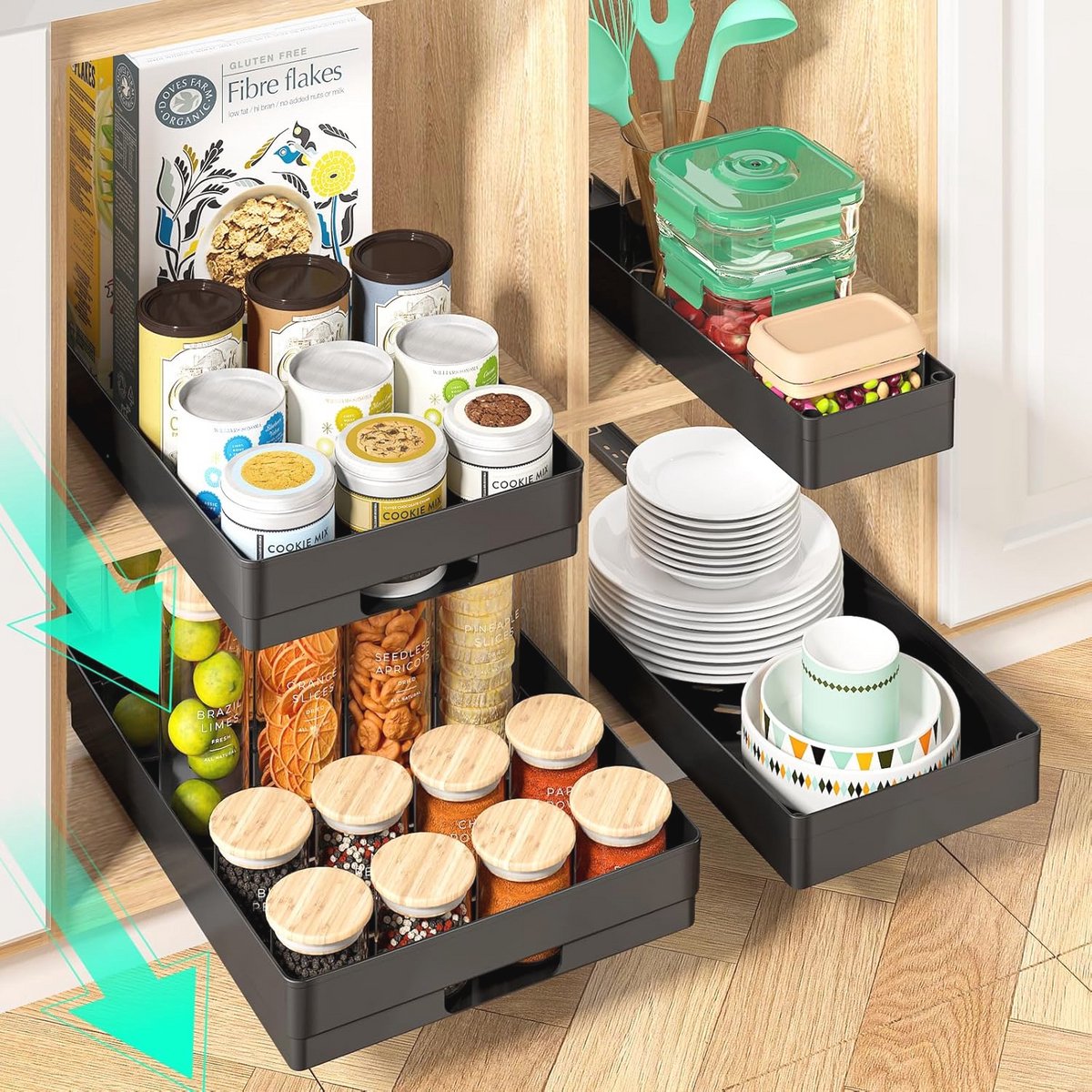 Uittrekbare Lade Organizer Set van 4 - Uitbreidbare Lades voor Keukenkasten