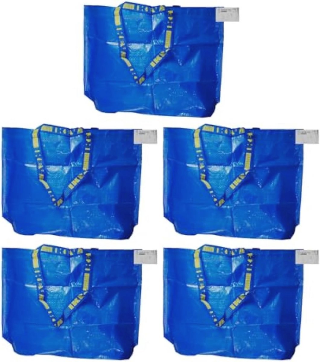 Middelgrote herbruikbare blauwe draagtas, 36 liter - 5-delige set