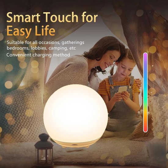 Nachtlampje voor kinderen - USB oplaadbaar, RGB kleurverandering, LED bedlampje, warm licht en 7 kleuren licht voor kinderkamer — afbeelding 2