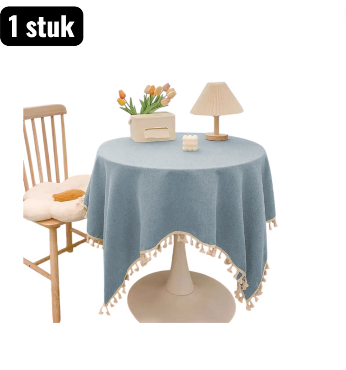 1 stuk - Tafelloper - Tabel loper - Waterdichte TV Meubel Beschermer - Lange Tafelkleed in Katoen Look Stijl - 140X220cm - Lange tafeldecoratie- Katoen Linnen Look - Blauw