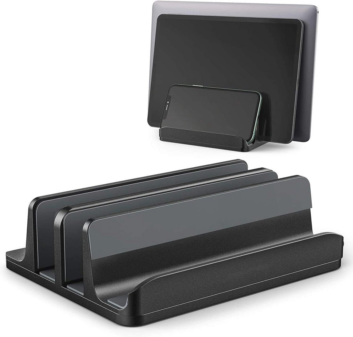 Verticale laptopstandaard met verstelbare sleuven voor laptops tot 17,3 inch