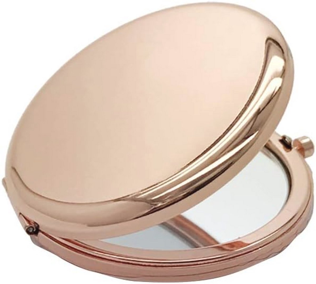 Compacte 2-zijdige handheld zakspiegel voor make-up en reizen in rose goud