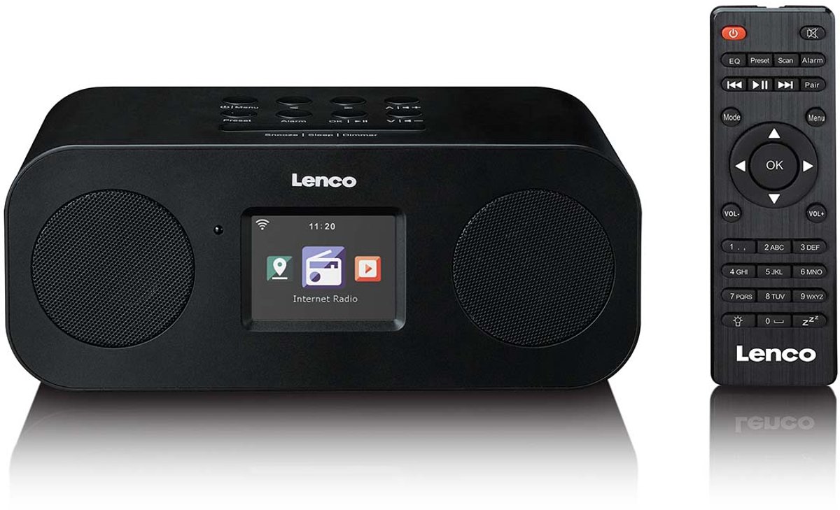 Lenco Internetradio - Stereo Internet Radio met Wifi DAB en FM - Bluetooth 5.3 - Wekkerradio - DIR-121BK - Zwart