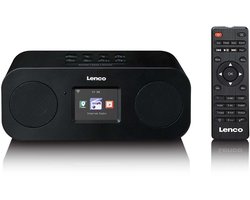 Lenco Internetradio - Stereo Internet Radio met Wifi DAB en FM - Bluetooth 5.3 - Wekkerradio - DIR-121BK - Zwart