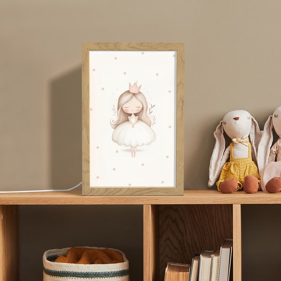 Nachtlampje 20x30 cm - Kinder lampje - Ballerina - Prinses - Stippen - Tafellamp kinderkamer - Slaapkamer lamp - Bedlamp kinderen - Kinderlampje stopcontact - Wandlamp babykamer - Nachtlampjes van Merkloos — afbeelding 3