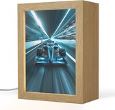 Nachtlampje 15x20 cm - Kinder lampje - Race - Auto - Formule 1 - Jongens - Blauw - Tafellamp kinderkamer - Slaapkamer lamp - Bedlamp kinderen - Kinderlampje stopcontact - Wandlamp babykamer - Nachtlampjes