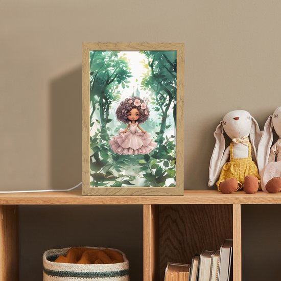 Nachtlampje 20x30 cm - Kinder lampje - Prinses - Meisje - Kasteel - Sprookjes - Roze - Tafellamp kinderkamer - Slaapkamer lamp - Bedlamp kinderen - Kinderlampje stopcontact - Wandlamp babykamer - Nachtlampjes van Merkloos — afbeelding 3