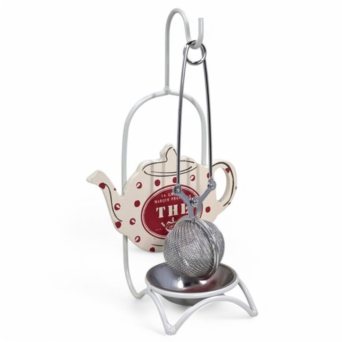 Theeleider 20 cm - Roestvrijstalen Drainer met Houten Decoratie - Praktisch Theeaccessoire