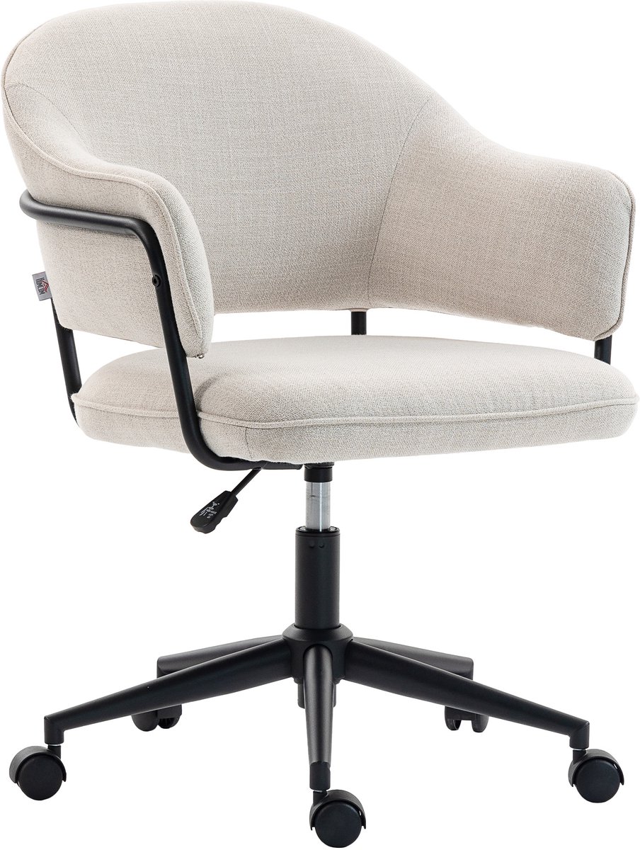 HOMCOM-bureaustoel - linnen (100% polyester) - 63x65x92cm - wit