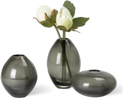Elegante Mini Lustre Vazen Set van 3 - Handgeblazen Glazen Vazen in Smoke