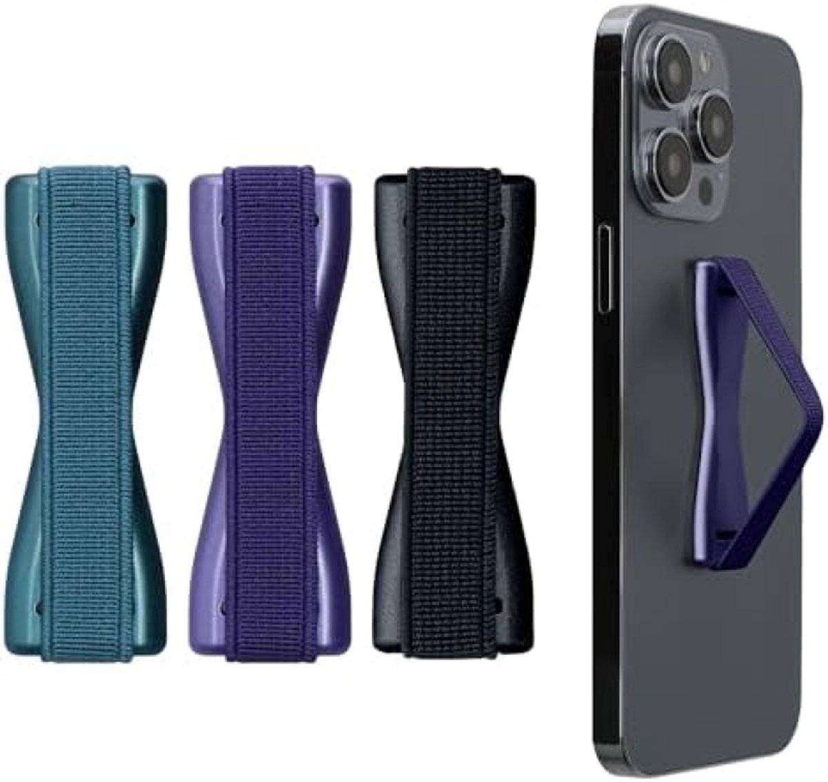 Smartphone Vingerhouder Set - 3 Stuks Metallic Blauw