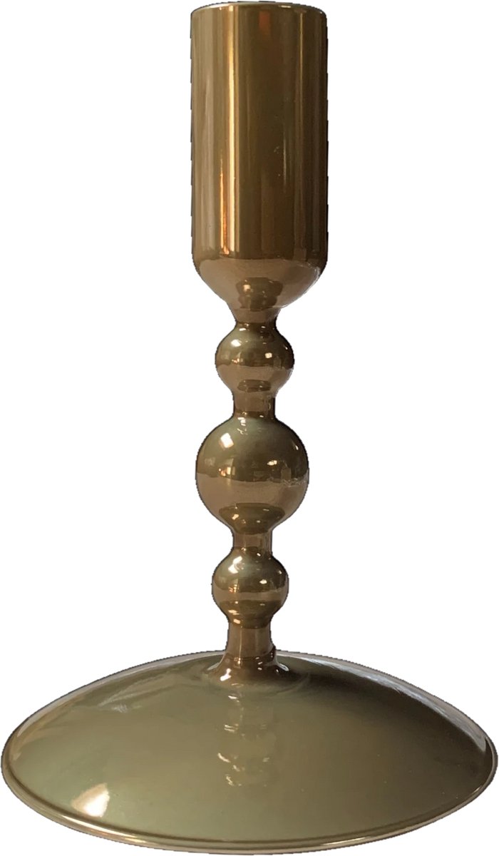WinQ! Kandelaar glas 10x10x15cm- Set van 2stuks - Kaarsenhouder Metallic Gold geschikt voor dinerkaars-woonkamer decoratie-cadeau