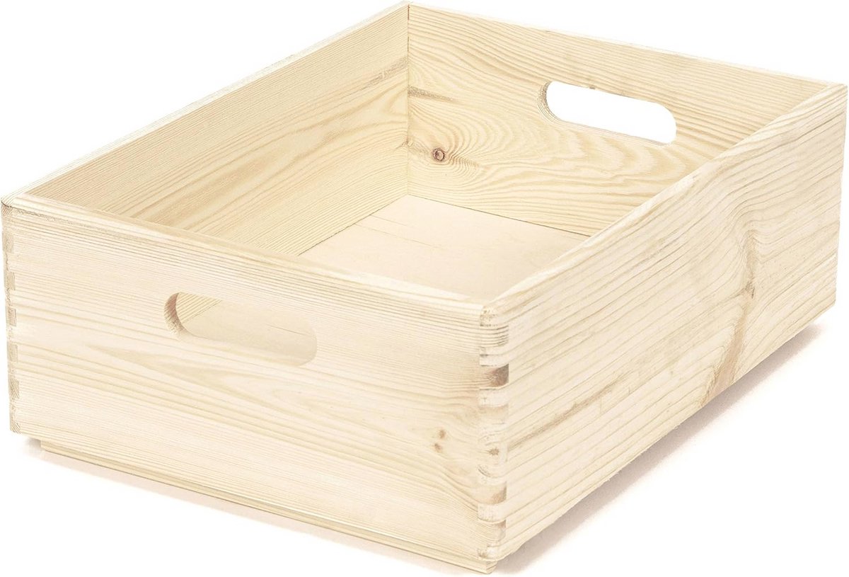 Lade-organizer van natuurlijk grenen hout - rechthoekig design, 40 x 30 x H.14 cm