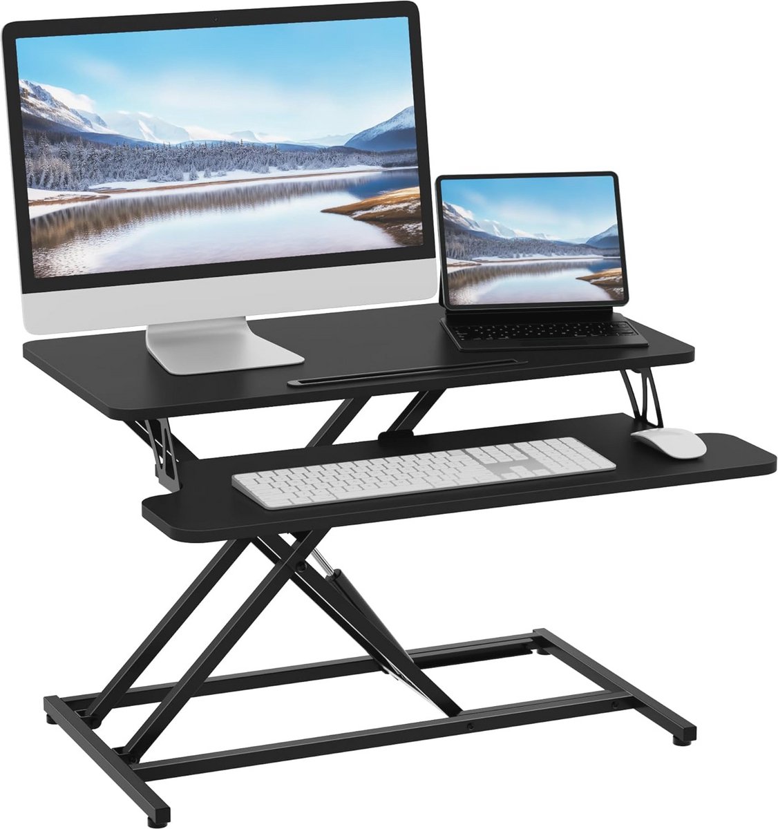 Verstelbare Zit-Sta Bureau Converter voor Dubbele Monitoren - 80 x 40 cm
