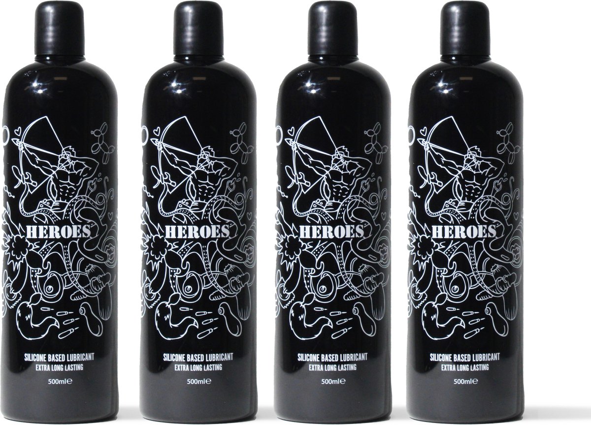 HEROES Siliconen Glijmiddel - 500ml x 4 stuks!