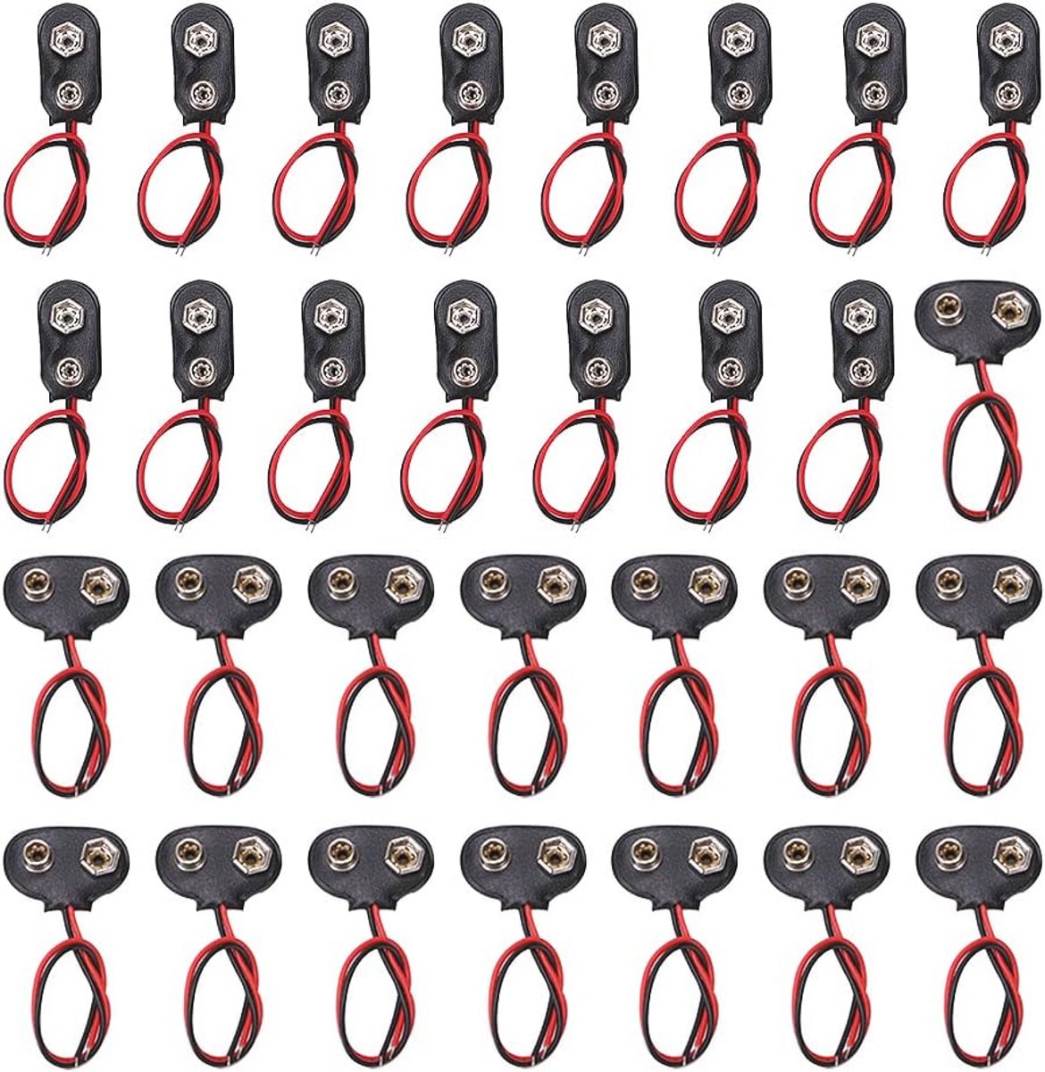 30 Stuks 9V Batterij Snap Connector - Positieve en Negatieve Snap Lead Wires voor Doe-Het-Zelf Projecten