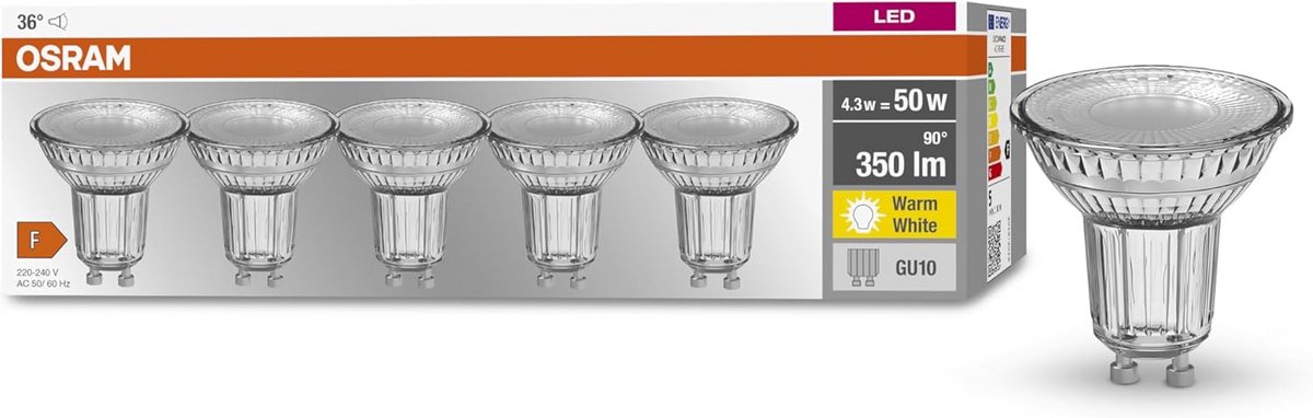 LED Reflectorlamp GU10 Warm Wit 2700K 4.30W Energiezuinig