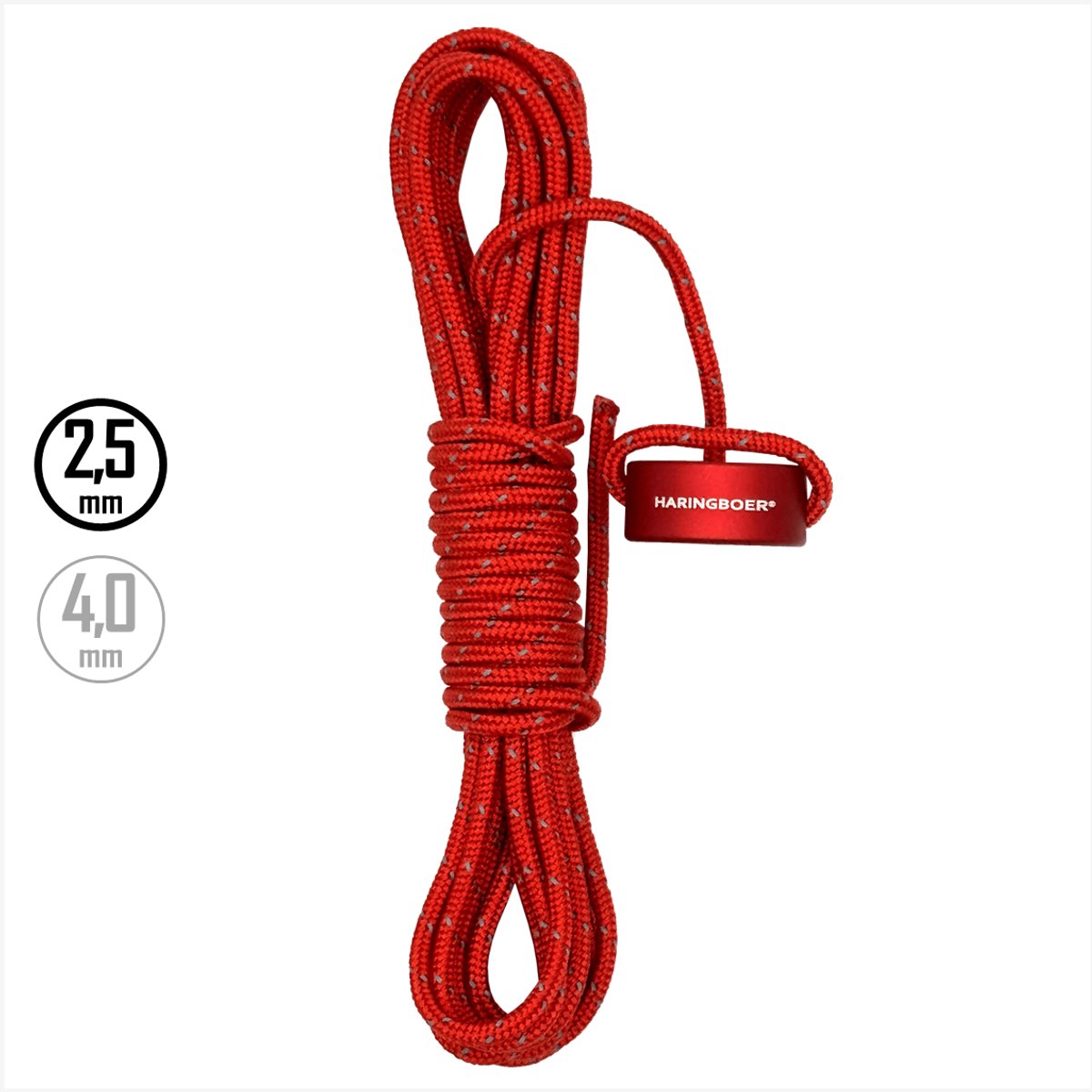 Scheerlijnen Reflecterend 3 m (2,5 mm) - 8x Scheerlijn voor Tent met Aluminium Spanners - Haringboer®