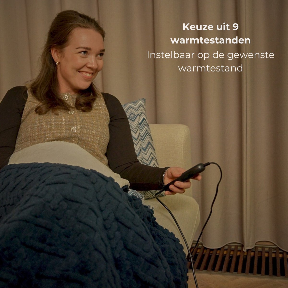 Luvego Elektrische Deken XL - Bovendeken & Warmtedeken - 180x130CM - 1 of 2 persoons - TÜV GS - Omslagdeken & Knuffeldeken - 9 Warmtestanden met Timer - 160W - Wasbaar - Verwarmingsdeken Fleece Plaid - Blauw – foto 5