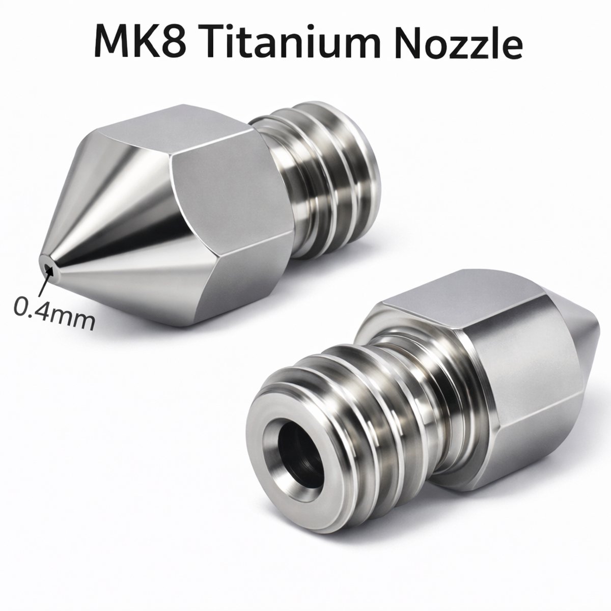 MK8 2x Titanium nozzle 0.4mm 1.75mm filament