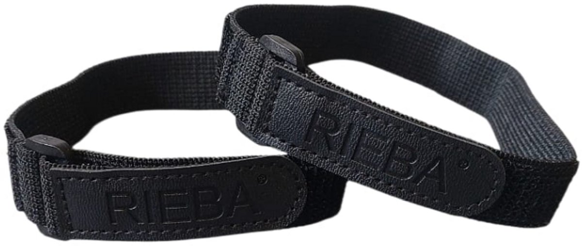 Rieba® Elastische Broekklemmen - Broekklem voor op de Fiets Elastisch - Verhoogd de Veiligheid - Set van 2 Bandjes - Met Klittenband - 38cm lang - Zwart
