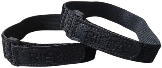 Rieba® Elastische Broekklemmen - Broekklem voor op de Fiets Elastisch - Verhoogd de Veiligheid - Set van 2 Bandjes - Met Klittenband - 38cm lang - Zwart