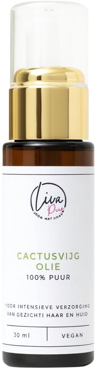Liva Pure - Pure Cactusvijgolie - 30 ml - 100% puur uit Marokko - Voor gezicht, huid en haar - Rijk aan antioxidanten: beschermt tegen vrije radicalen en vroegtijdige veroudering - Verzacht fijne lijntjes en stimuleert huidelasticiteit - Anti-aging