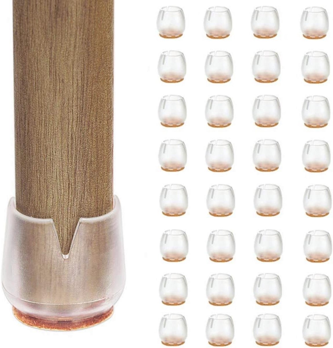32x Ronde Siliconen Stoelpootdoppen Beschermers voor Houten Vloer, Anti-Kras en Anti-Slip