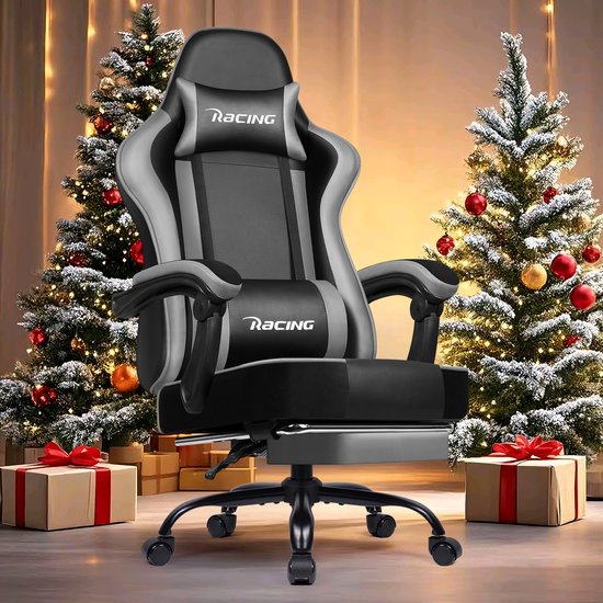 Elekiatech Gaming Stoel – Gamestoel mit 90°-170° Rugleuning – Gaming Chair met Inklapbare Voetensteun – Game Stoel met Zachte Armleuningen – Max. Draagvermogen 150 kg