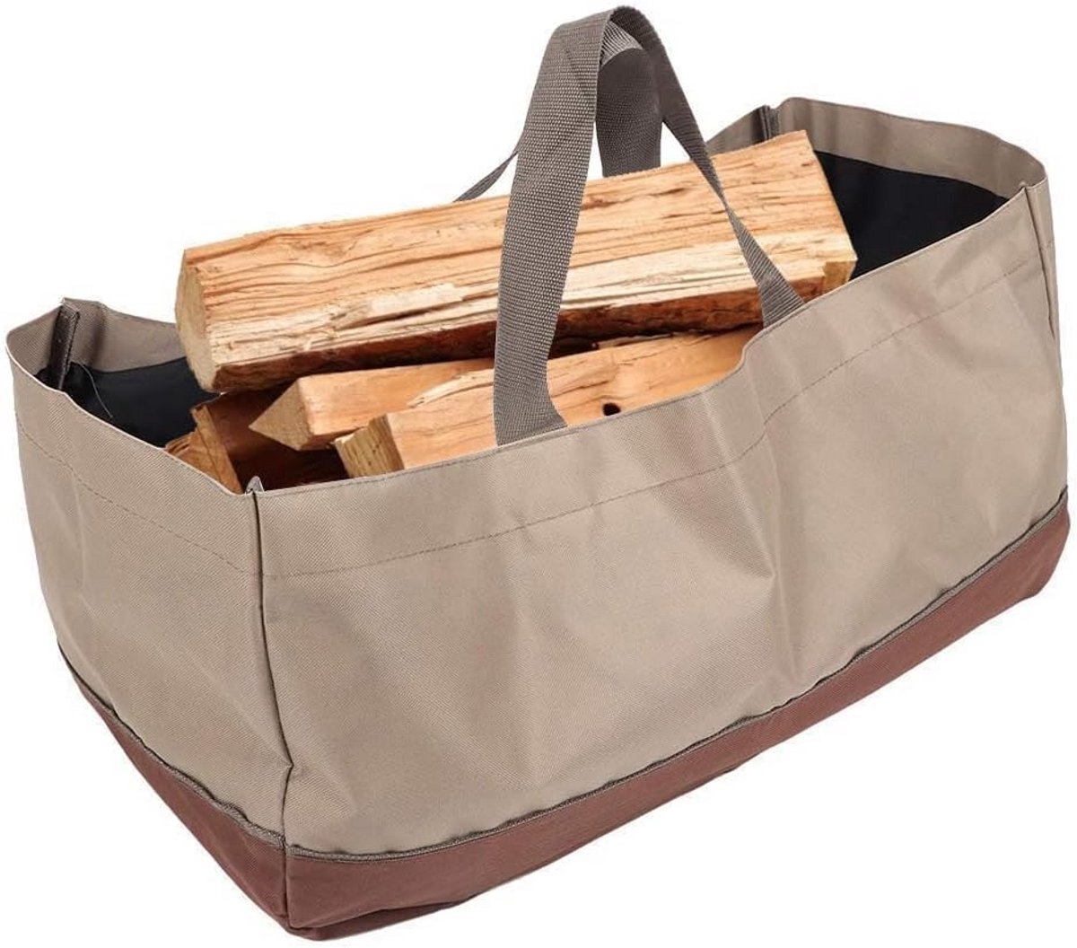 Robuuste Canvas Houtmand - Grote Draagtas voor Open Haardhout en Camping
