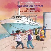 Boek 'Spekkie en Sproet Raadsels op het cruiseschip' met illustratie van kinderen op een kade bij een cruiseschip.