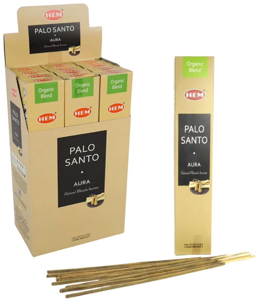 HEM wierookstokjes - Palo Santo - Aura organic - 12 Pakjes van 15 gram Bruin