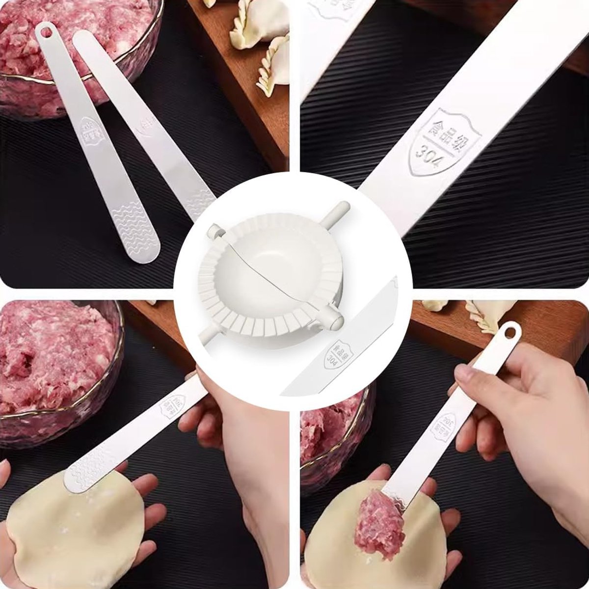Famanu – 3-delige dumpling en wonton vormenset met bijpassende lepels