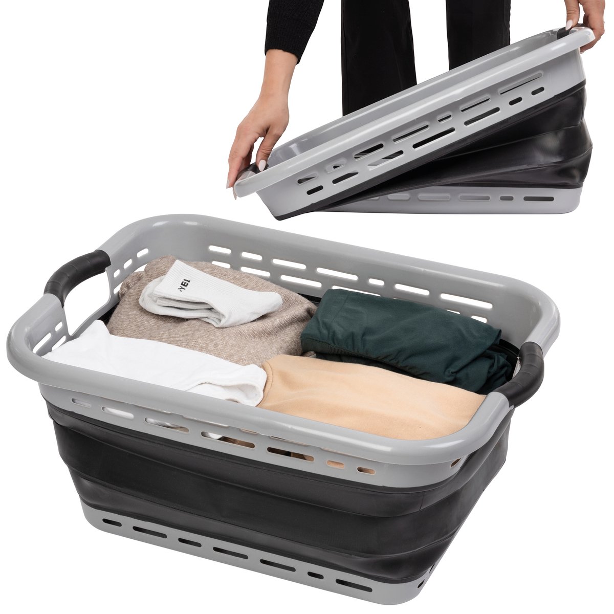 Jubbly® - Wasmand opvouwbaar - Wasbox - Heupwasmand - 45 Liter - Zwart