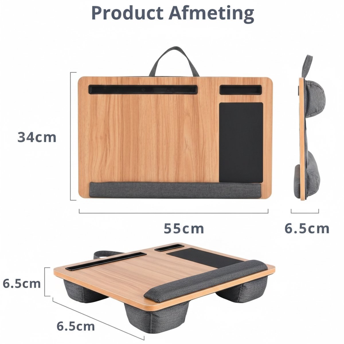ML 50 Draagbaar Laptop Bureau met Kussen en Polssteun – Groot Ergonomisch Op Schoot Bureau voor Bed, Bank of Sofa – Opvouwbaar en Lichtgewicht Op Schoot Tafel met Muismat, Tablet & Telefoonhouder, Handvat