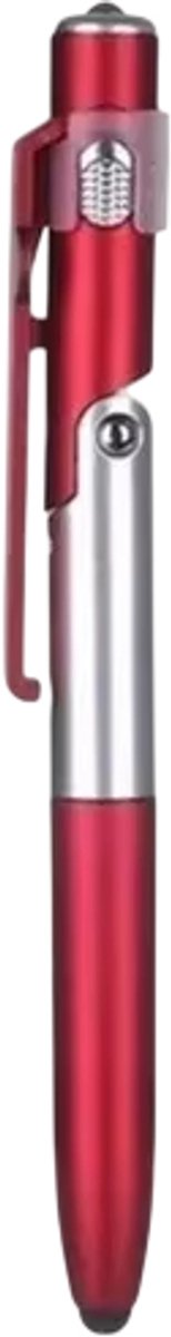 4-in-1 Multifunctionele Balpen – LED-licht, Telefoonhouder, Schrijfpotlood – Kantoor, School, Studenten, Nachtlezen, Briefpapier-Rood