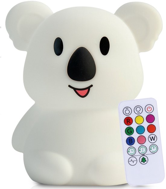 Kadoing Koala Nachtlamp (Groot) met Afstandsbediening - LED Kinderlamp - Kinderkamer - ca. 16cm Hoog