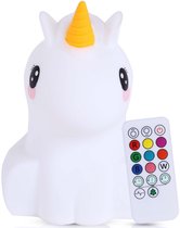 Kadoing Veilleuse Licorne (Grande) - avec TAP-ON & Télécommande - Rechargeable Lampe de Nuit - Révélation de Genre - Fête de Naissance - Cadeau de Naissance - Chambre de Bébé - Anniversaire Enfants - Cadeau de Jouet – LED Lampe pour Enfants Premium